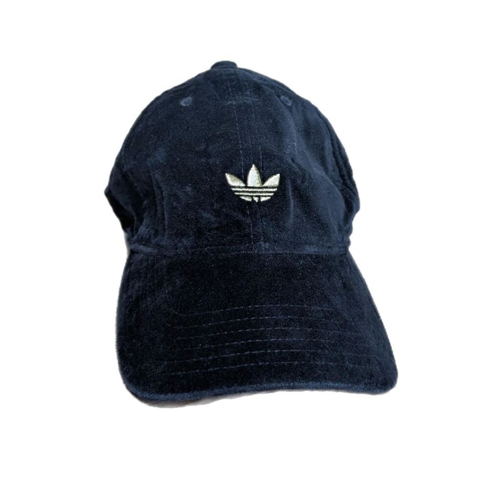 Velvet Adidas Hat with Embroidered Gold Trefoil Logo